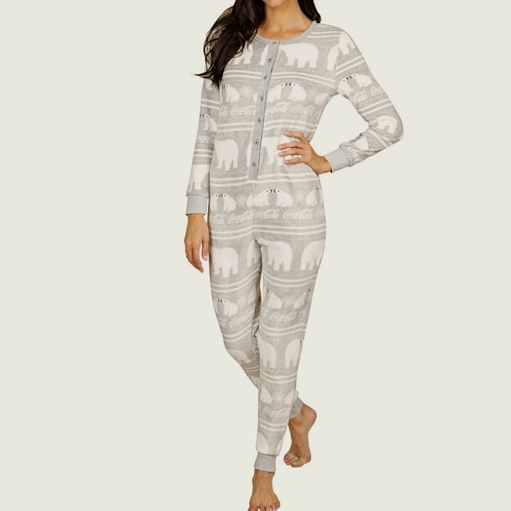 Gray and White Pajama Onesie for Winter Comfort